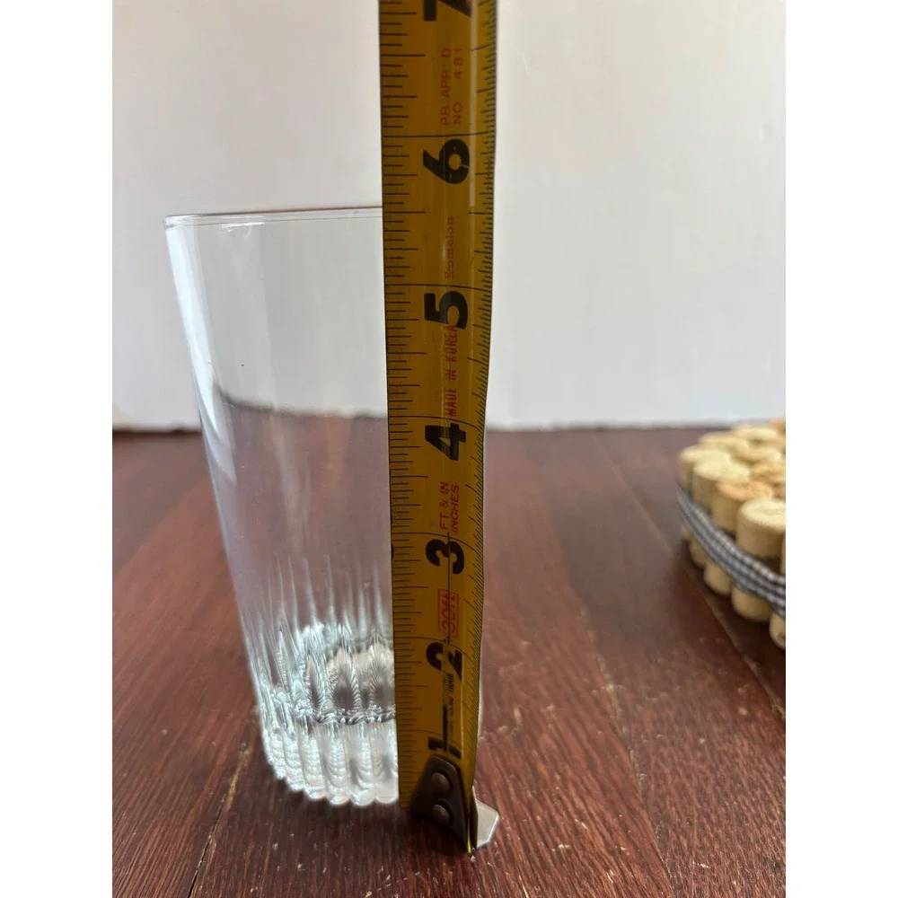 Vintage Clear Glass Highball Tumbler Ribbed Fluted‎ Base Drinking Glass 5.5 Inch